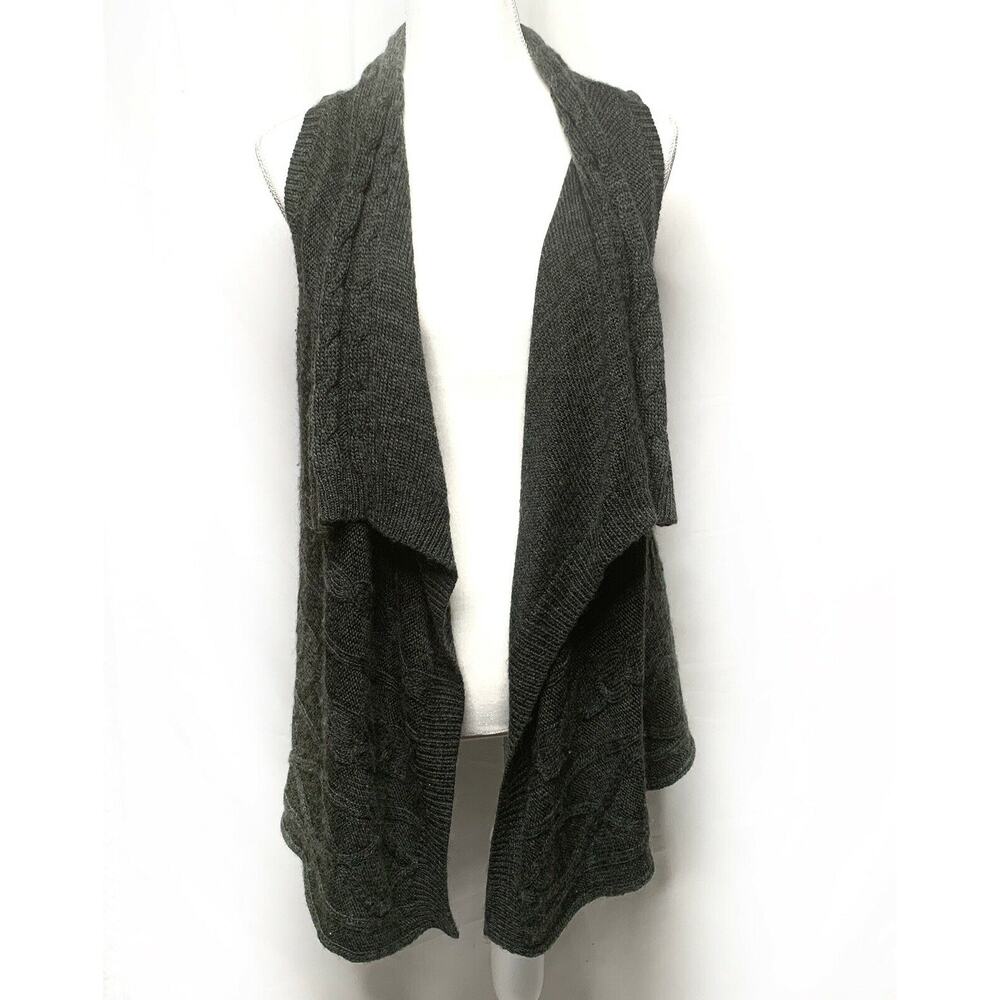 Madison gray sz s Open Front Rib Duster Cardigan Women knit Flyaway Sweater